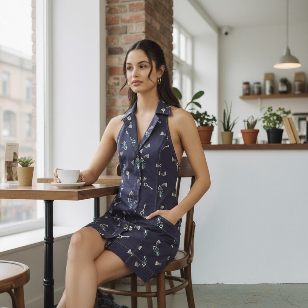 ANTHROPOLOGIE NWT Maeve Sleeveless Amelia Key Print Mini Dress Size Large